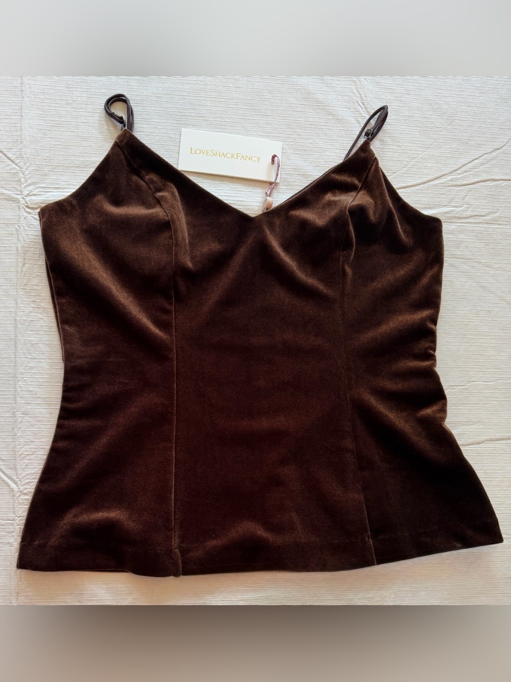 LoveShackFancy Chocolate Brown Velvet Camisole NWT! 🌷